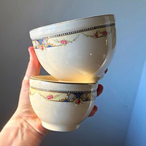 Universal Cambridge 2pc Ivory Floral Ceramic Bowls